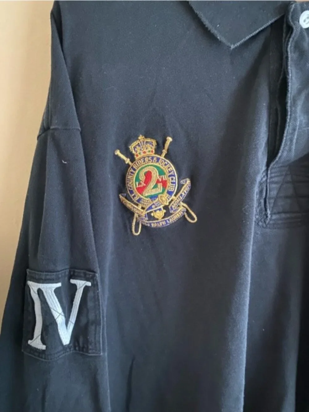 Polo Ralph Lauren Rugby Shirt Men 4XLT Black Long Sleeve Crest Big Pony IV Patch